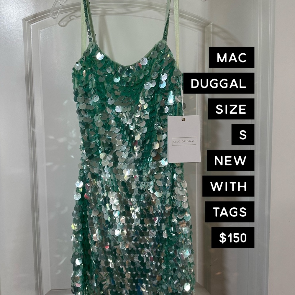Mac Duggal Shimmering Green Sequin Dress